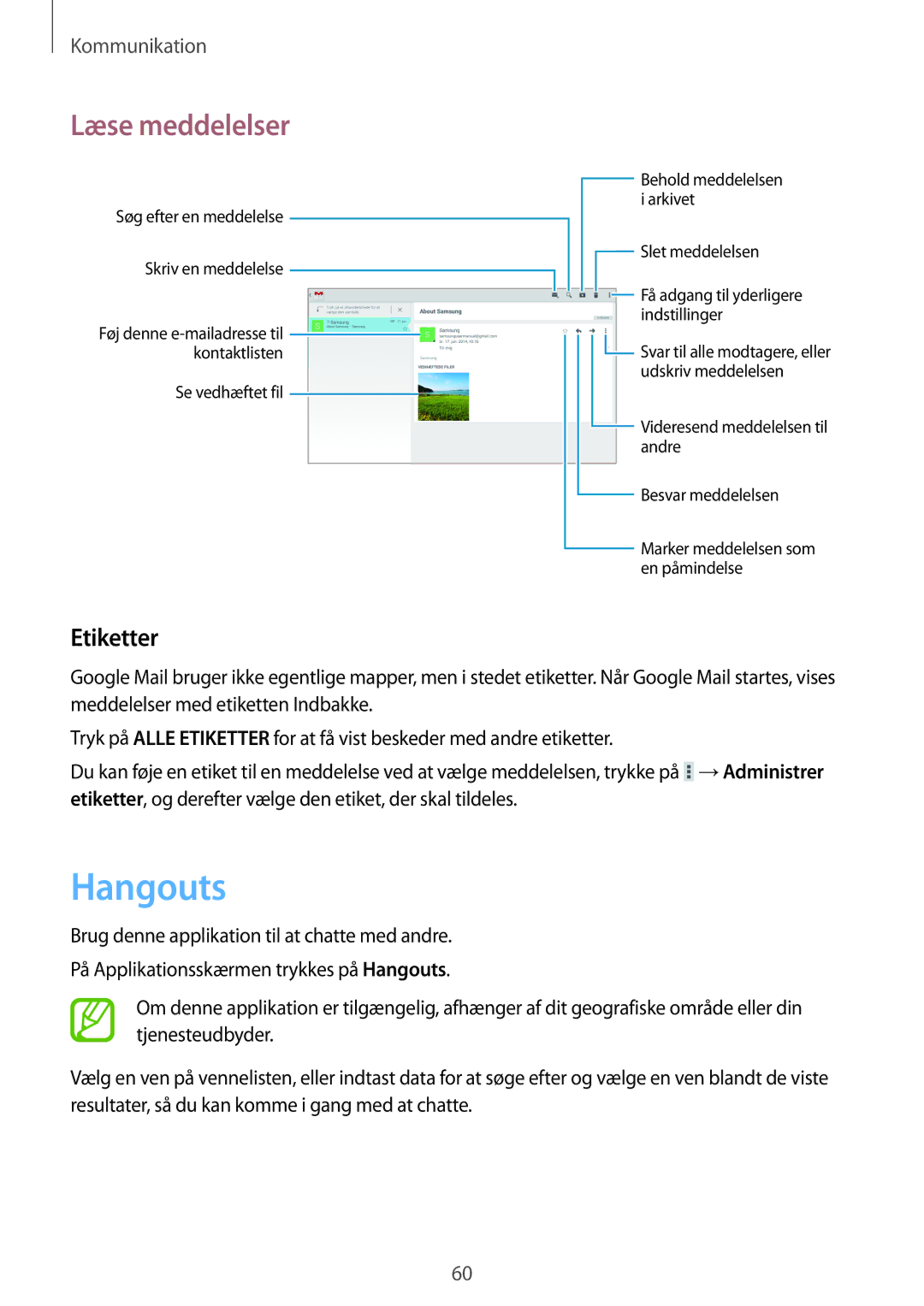 Samsung GT-N8000EAANEE, GT-N8000GRANEE, GT-N8000ZWANEE manual Hangouts, Etiketter 