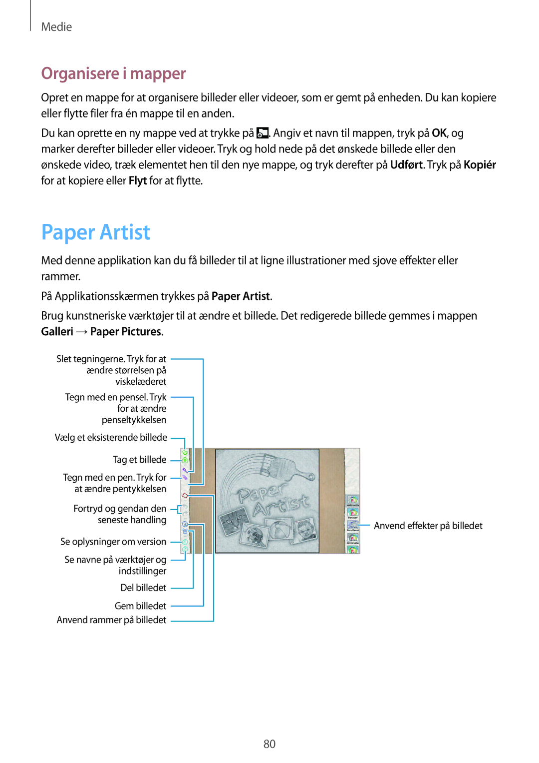 Samsung GT-N8000ZWANEE, GT-N8000EAANEE, GT-N8000GRANEE manual Paper Artist, Organisere i mapper 