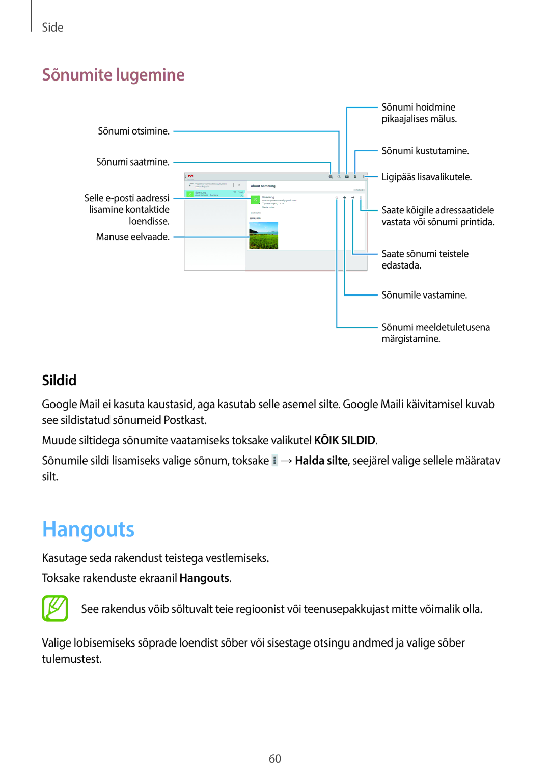 Samsung GT-N8000EAASEB, GT-N8000ZWASEB manual Hangouts, Sildid 