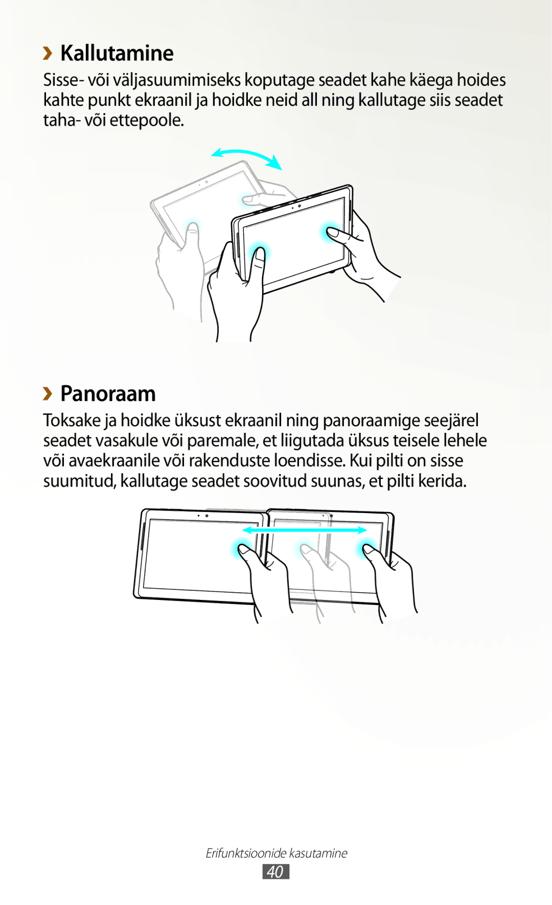 Samsung GT-N8000EAASEB, GT-N8000ZWASEB manual ››Kallutamine, ››Panoraam 