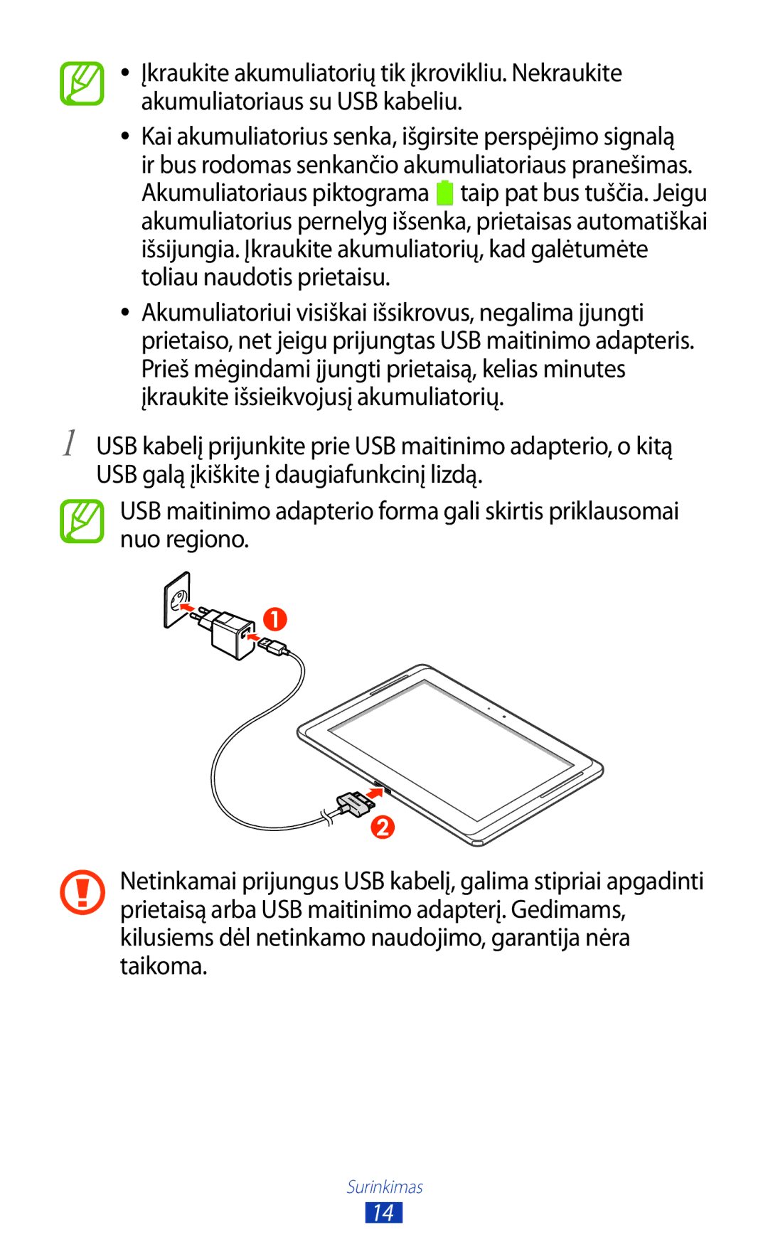 Samsung GT-N8000EAASEB, GT-N8000ZWASEB manual Surinkimas 