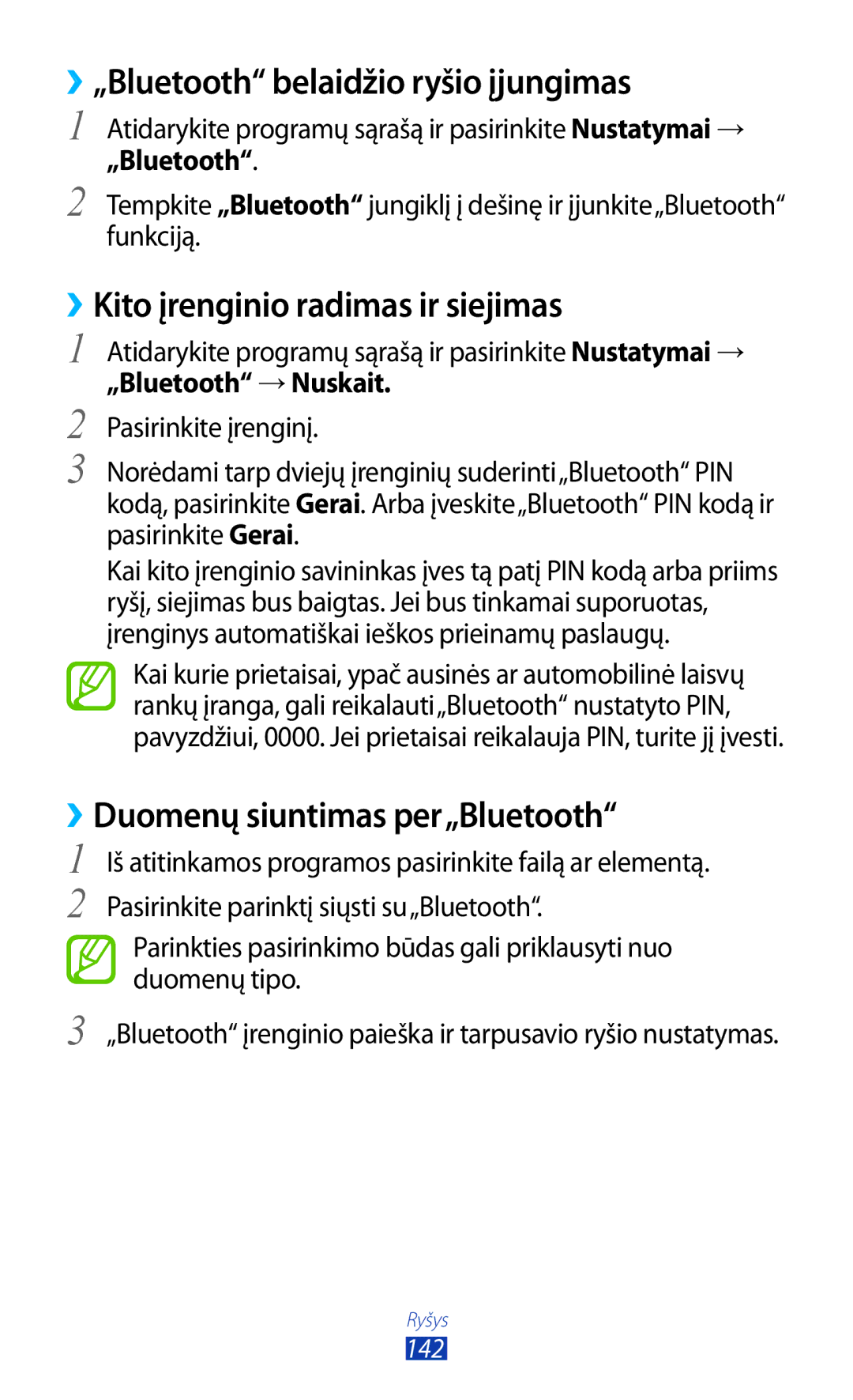 Samsung GT-N8000EAASEB ››„Bluetooth belaidžio ryšio įjungimas, ››Kito įrenginio radimas ir siejimas, „Bluetooth →Nuskait 