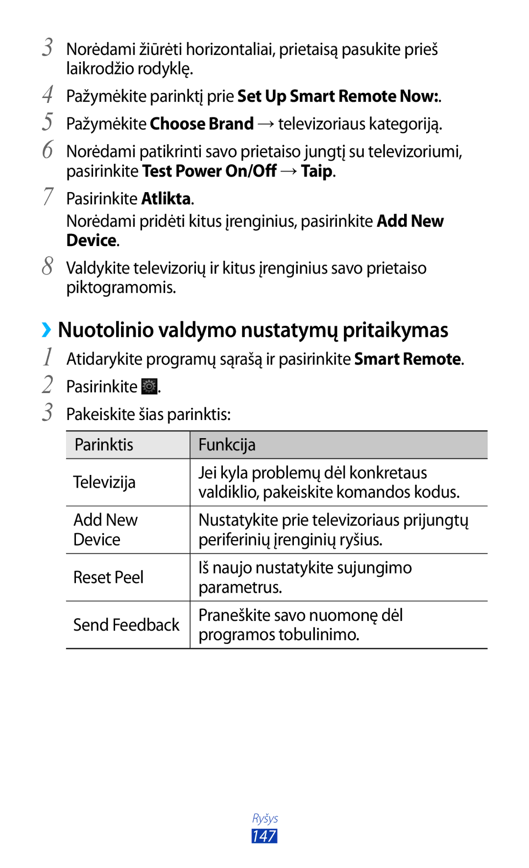 Samsung GT-N8000ZWASEB, GT-N8000EAASEB ››Nuotolinio valdymo nustatymų pritaikymas, Add New, Praneškite savo nuomonę dėl 