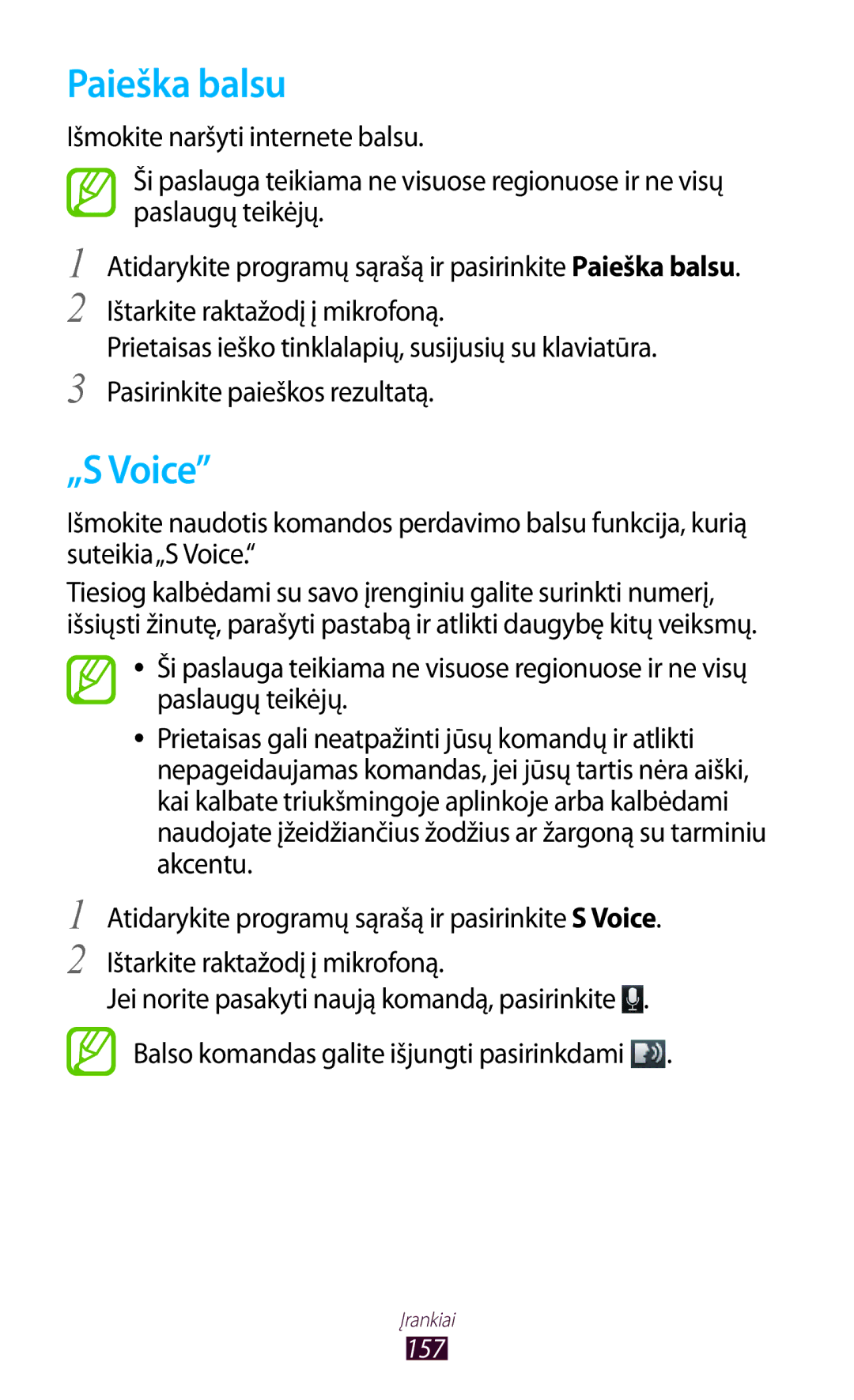 Samsung GT-N8000ZWASEB, GT-N8000EAASEB manual Paieška balsu, „S Voice 