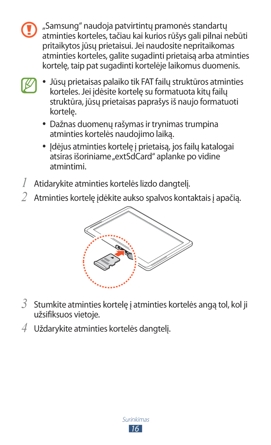 Samsung GT-N8000EAASEB, GT-N8000ZWASEB manual Surinkimas 