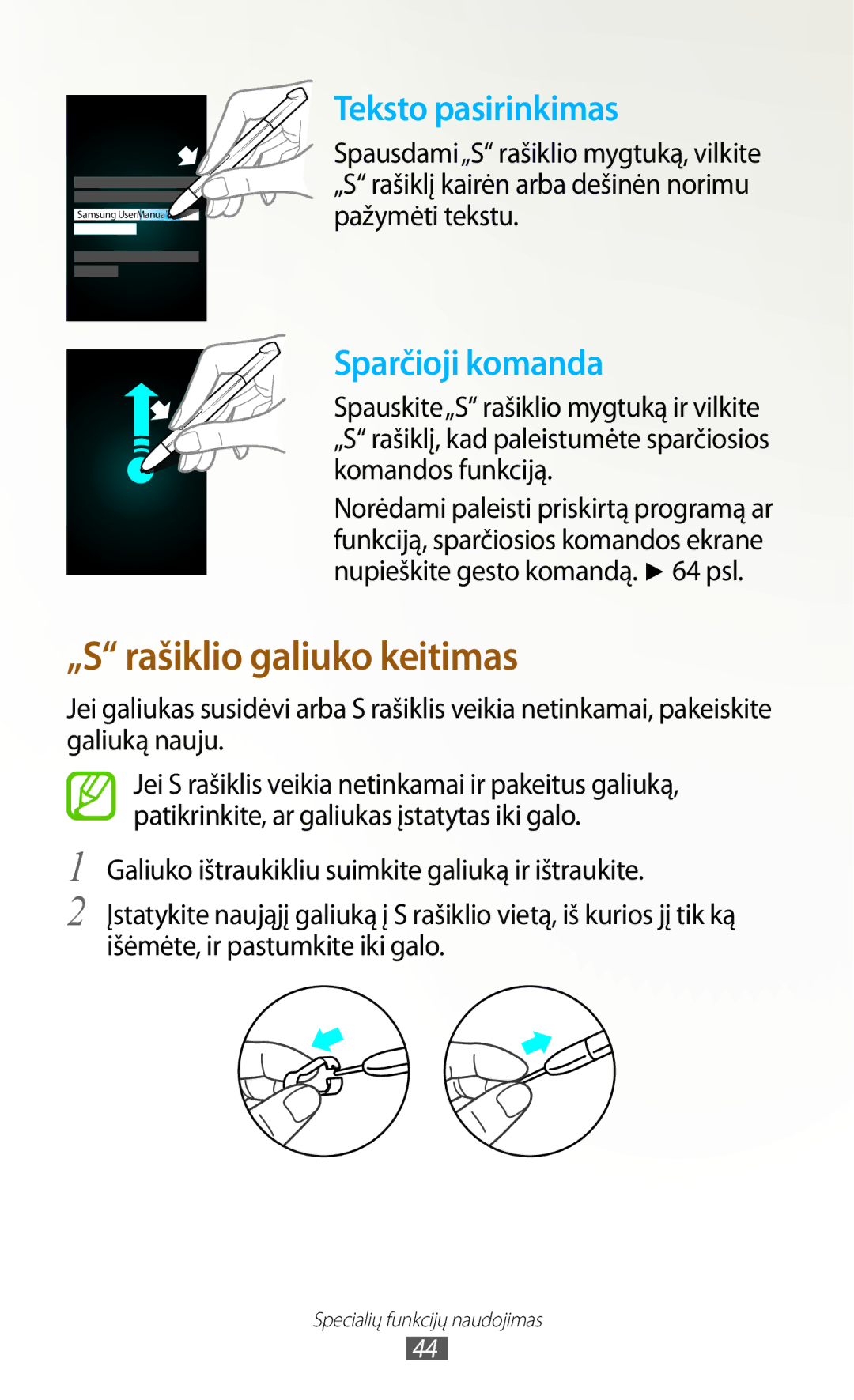 Samsung GT-N8000EAASEB, GT-N8000ZWASEB manual Teksto pasirinkimas, Pažymėti tekstu 