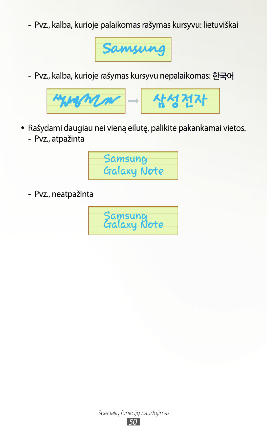 Samsung GT-N8000EAASEB, GT-N8000ZWASEB manual Specialių funkcijų naudojimas 