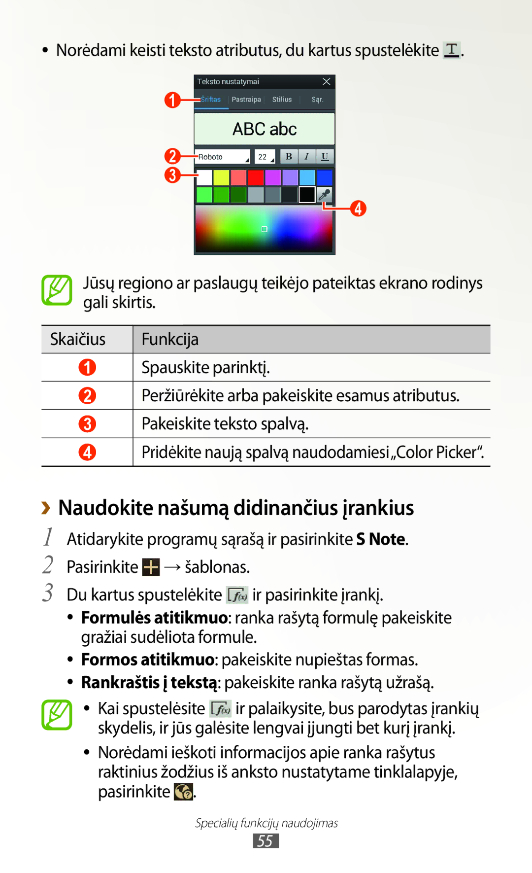 Samsung GT-N8000ZWASEB, GT-N8000EAASEB manual ››Naudokite našumą didinančius įrankius 