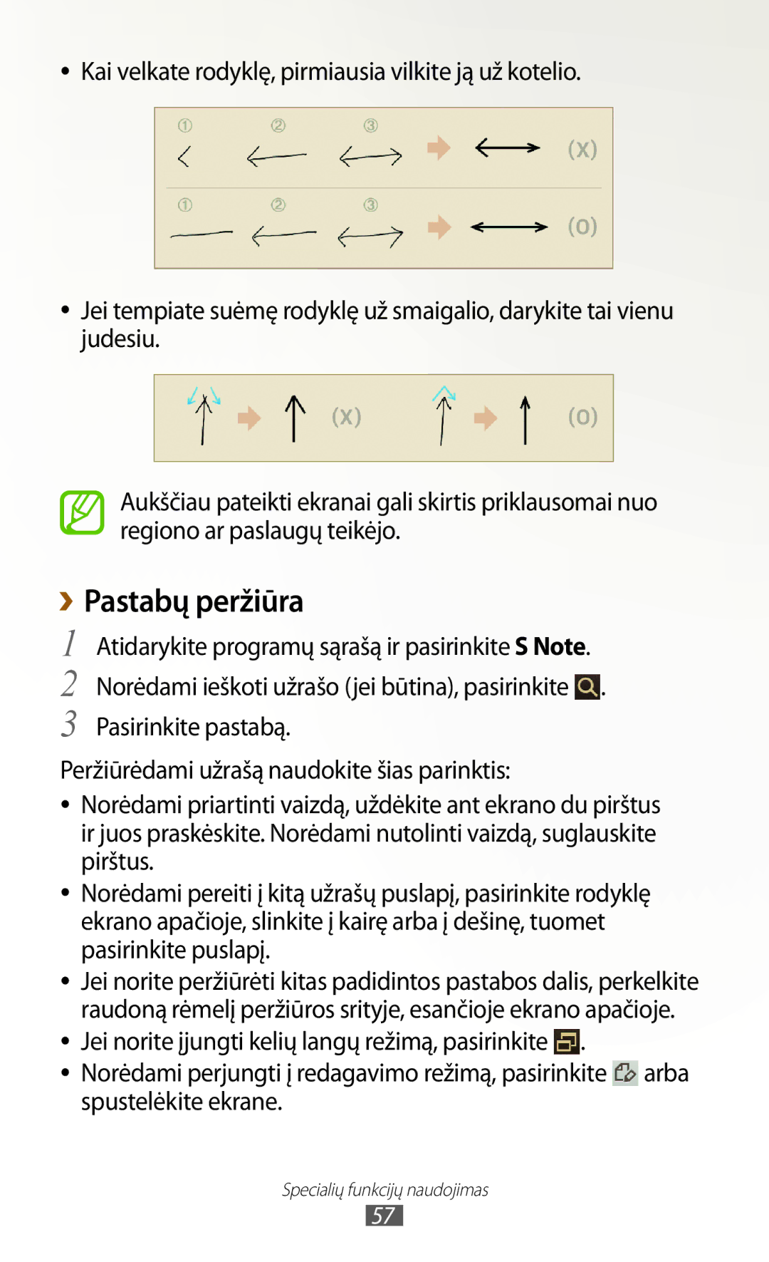 Samsung GT-N8000ZWASEB manual Pastabų peržiūra, Pasirinkite pastabą, Jei norite įjungti kelių langų režimą, pasirinkite 