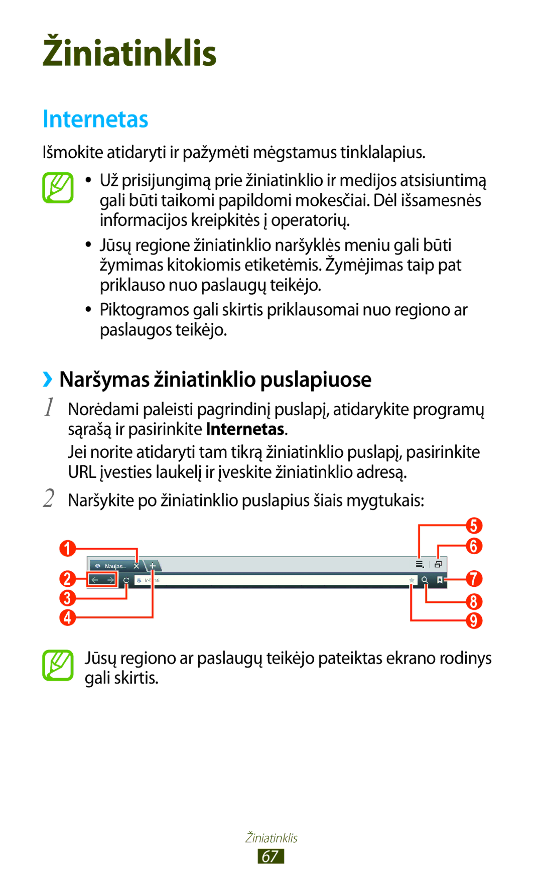 Samsung GT-N8000ZWASEB, GT-N8000EAASEB manual Internetas, ››Naršymas žiniatinklio puslapiuose 