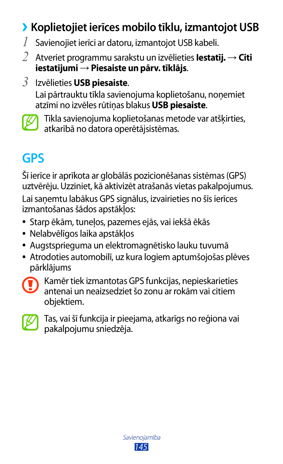 Samsung GT-N8000ZWASEB manual ››Koplietojiet ierīces mobilo tīklu, izmantojot USB, Iestatījumi →Piesaiste un pārv. tīklājs 