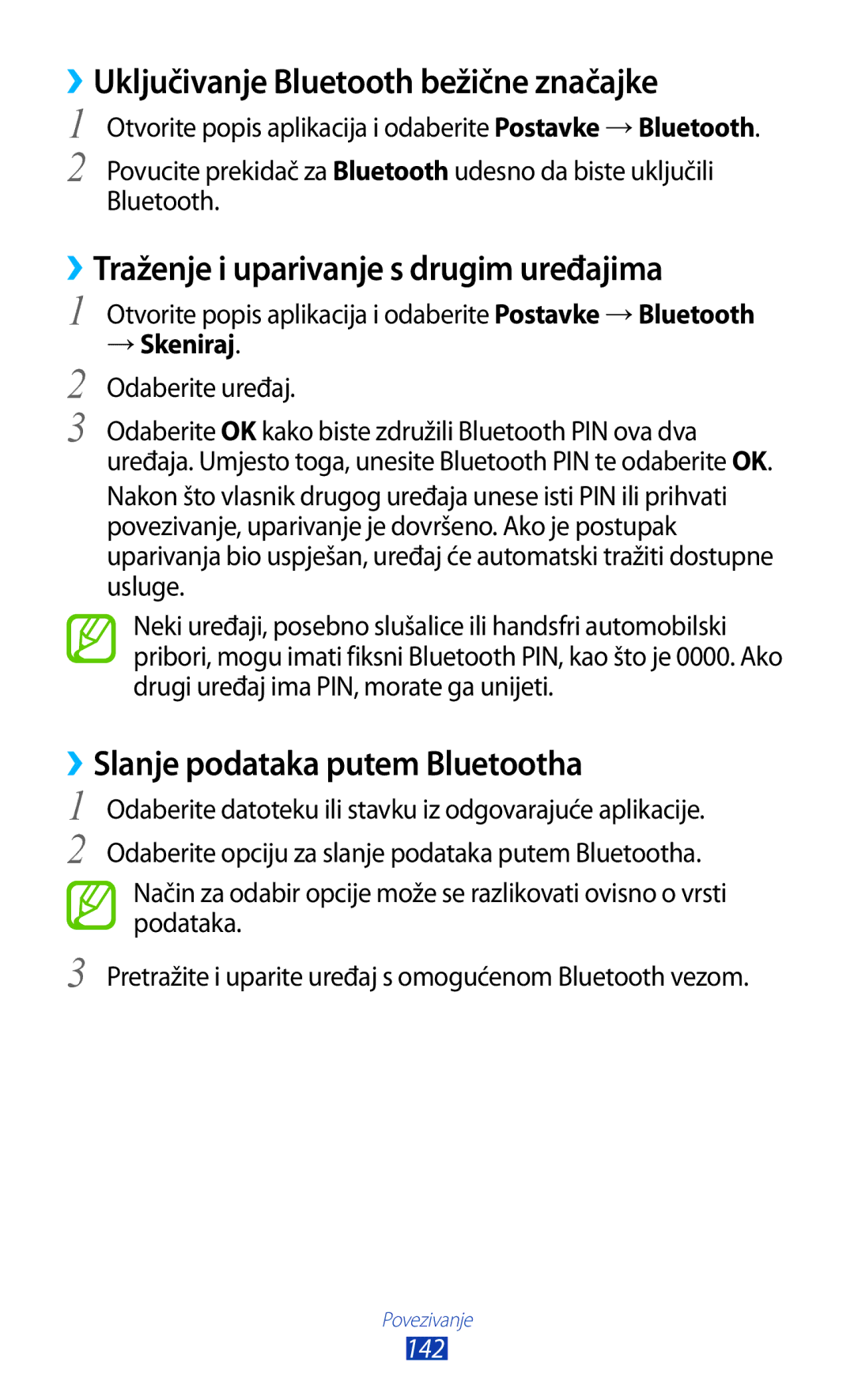 Samsung GT-N8000EAACMF ››Uključivanje Bluetooth bežične značajke, ››Traženje i uparivanje s drugim uređajima, → Skeniraj 