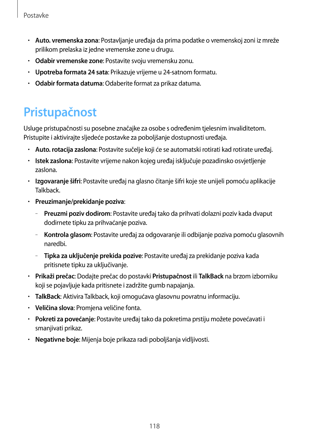 Samsung GT-N8000EAACMF, GT-N8000EAASMO, GT-N8000EAATRA, GT-N8000EAAVIP manual Pristupačnost, Preuzimanje/prekidanje poziva 