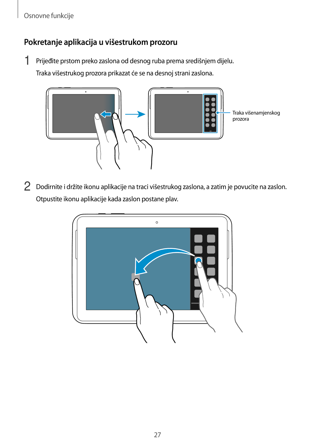 Samsung GT-N8000EAAVIP, GT-N8000EAASMO, GT-N8000EAATRA, GT-N8000EAACMF manual Pokretanje aplikacija u višestrukom prozoru 