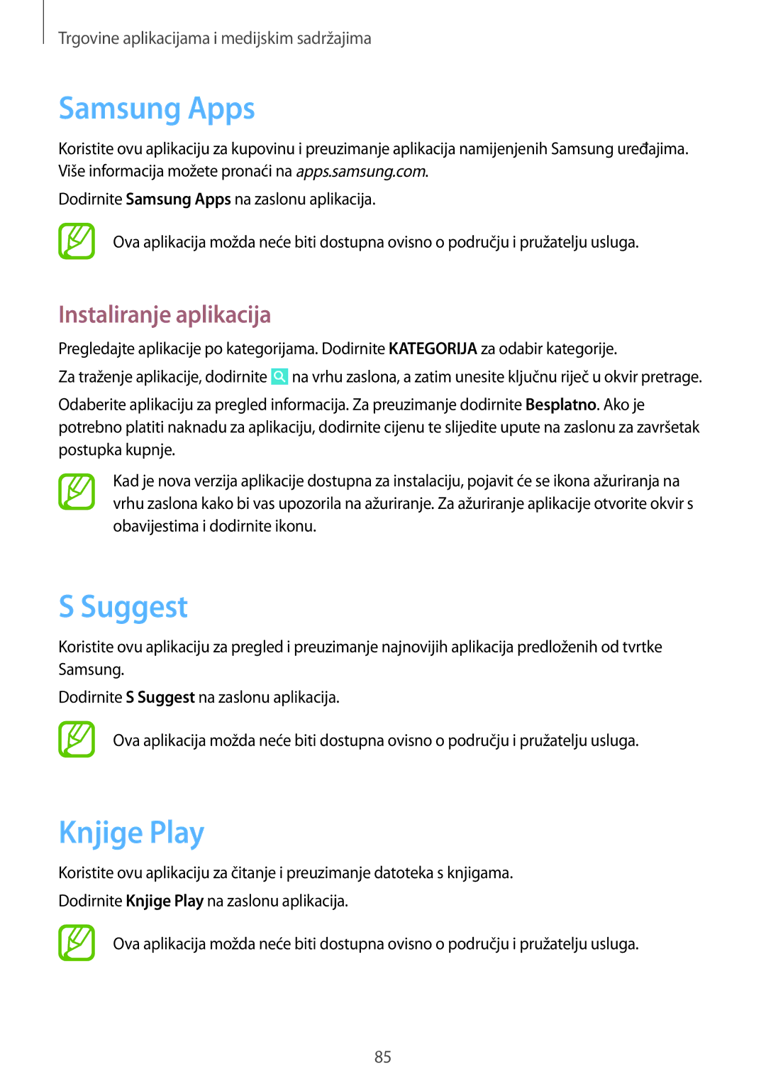 Samsung GT-N8000EAATRA, GT-N8000EAASMO, GT-N8000EAACMF, GT-N8000EAAVIP manual Samsung Apps, Suggest, Knjige Play 