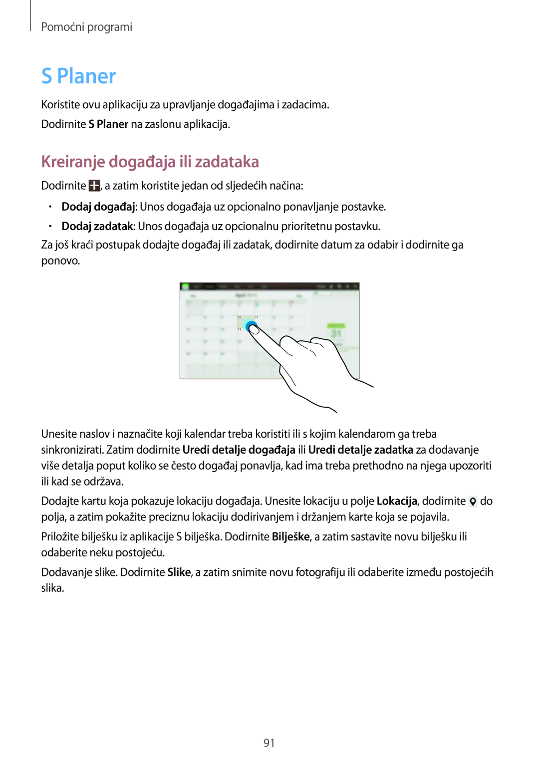 Samsung GT-N8000EAAVIP, GT-N8000EAASMO, GT-N8000EAATRA, GT-N8000EAACMF manual Planer, Kreiranje događaja ili zadataka 