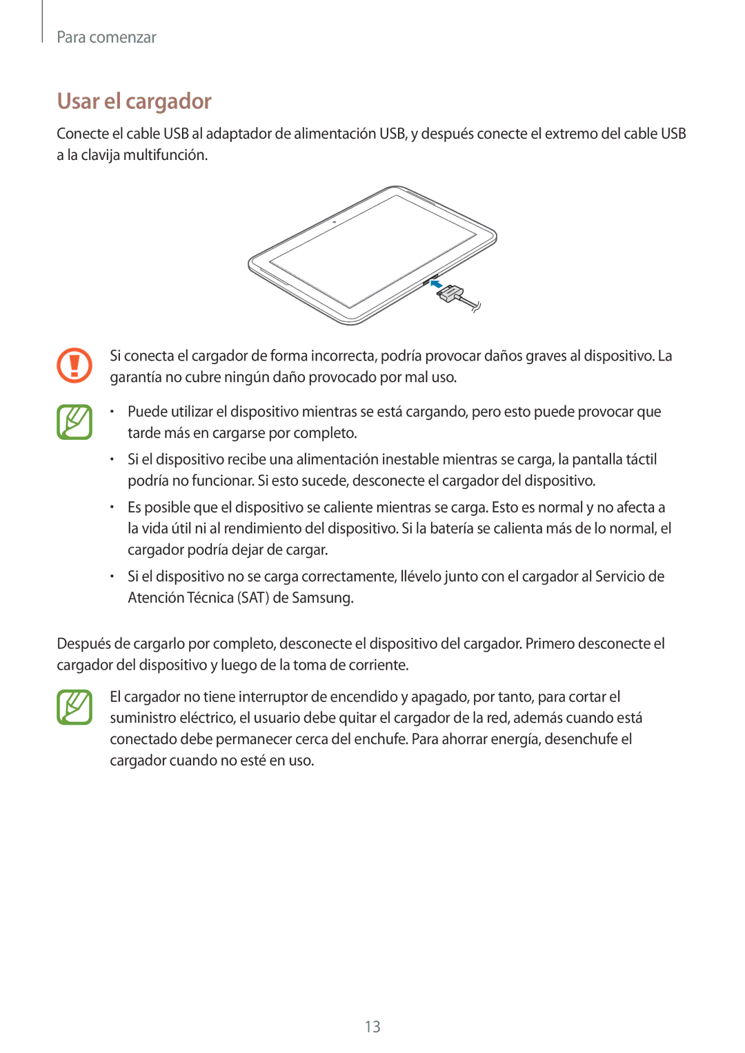 Samsung GT-N8000EAEPHE, GT-N8000ZWAITV, GT-N8000ZWEPHE, GT-N8000ZWXPHE, GT-N8000EAAPHE, GT-N8000EAAXEC manual Usar el cargador 