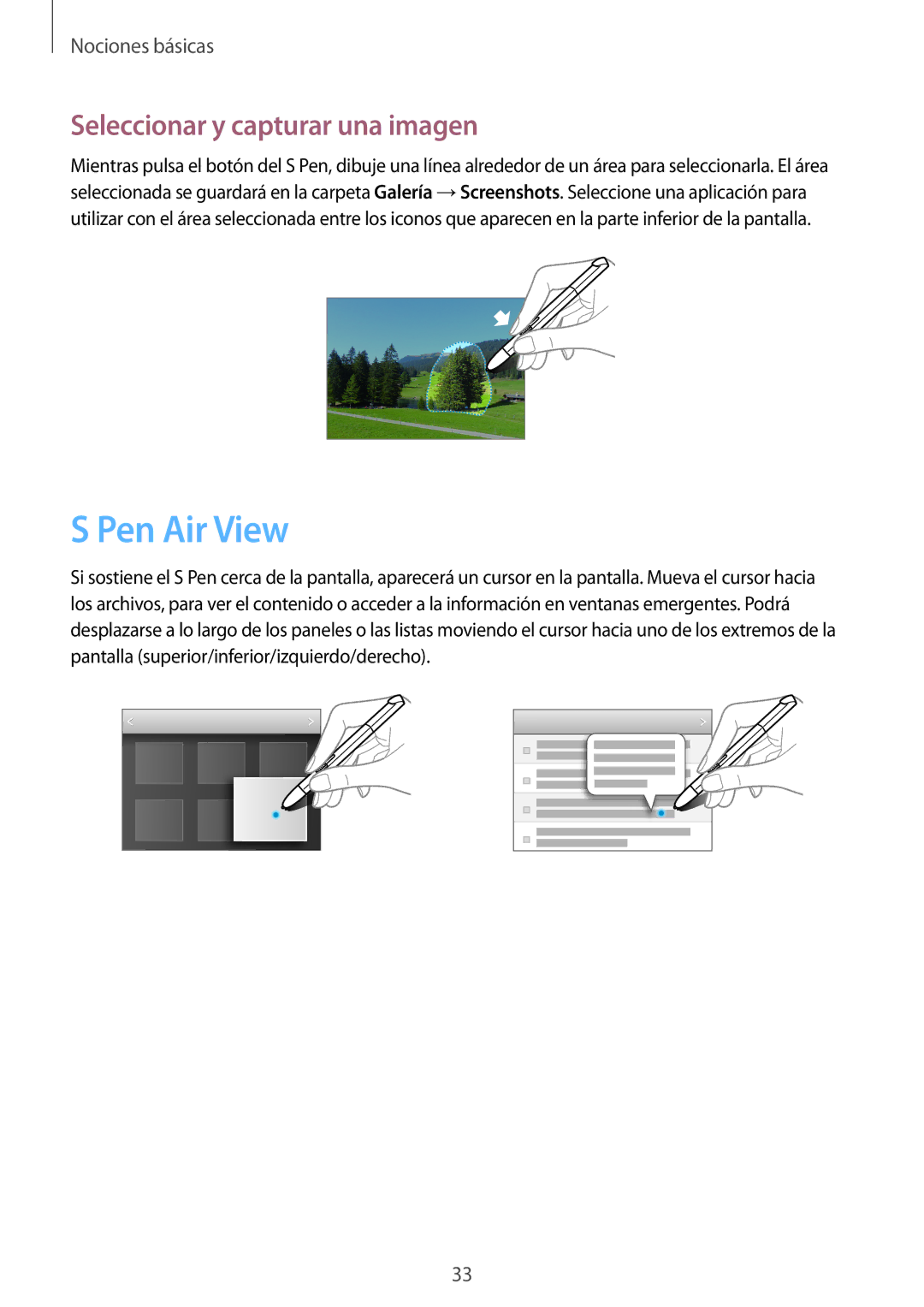 Samsung GT-N8000ZWAMWD, GT-N8000ZWAITV, GT-N8000EAEPHE, GT-N8000ZWEPHE manual Pen Air View, Seleccionar y capturar una imagen 