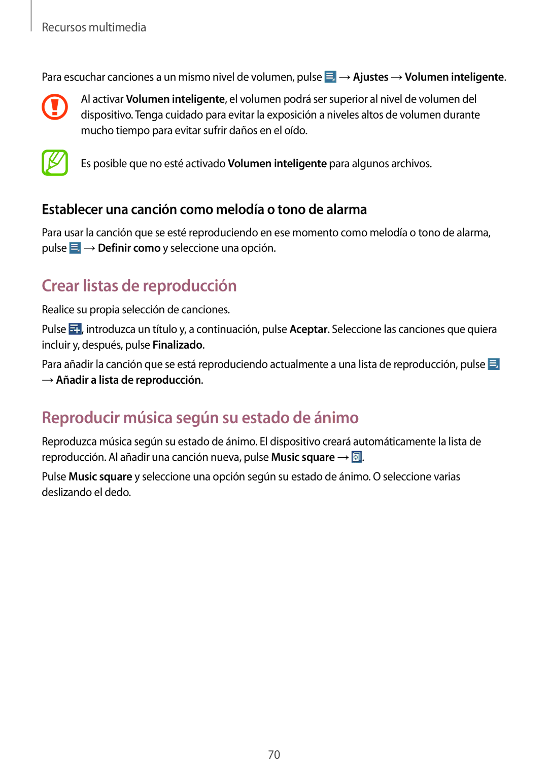 Samsung GT-N8000ZWAATL, GT-N8000ZWAITV manual Crear listas de reproducción, Reproducir música según su estado de ánimo 