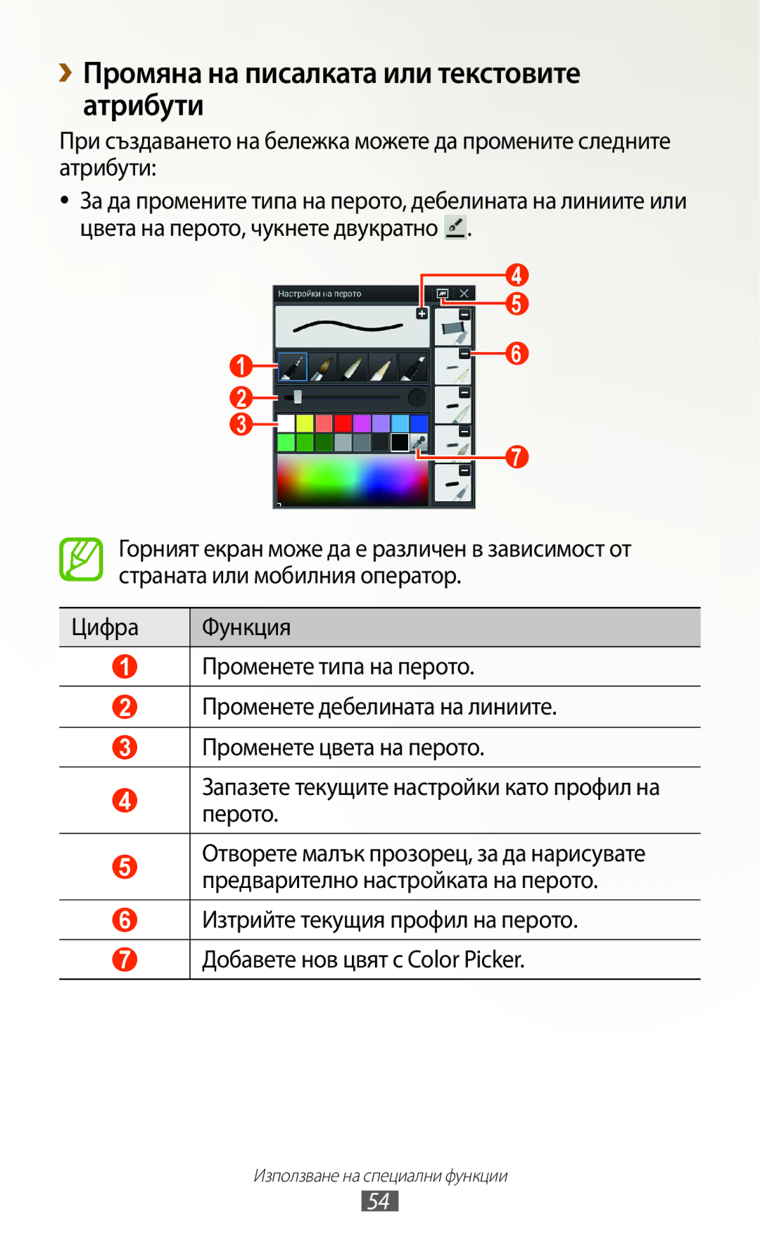 Samsung GT-N8000ZWABGL, GT-N8000ZWAMTL, GT-N8000EAABGL, GT-N8000ZWAGBL manual ››Промяна на писалката или текстовите атрибути 