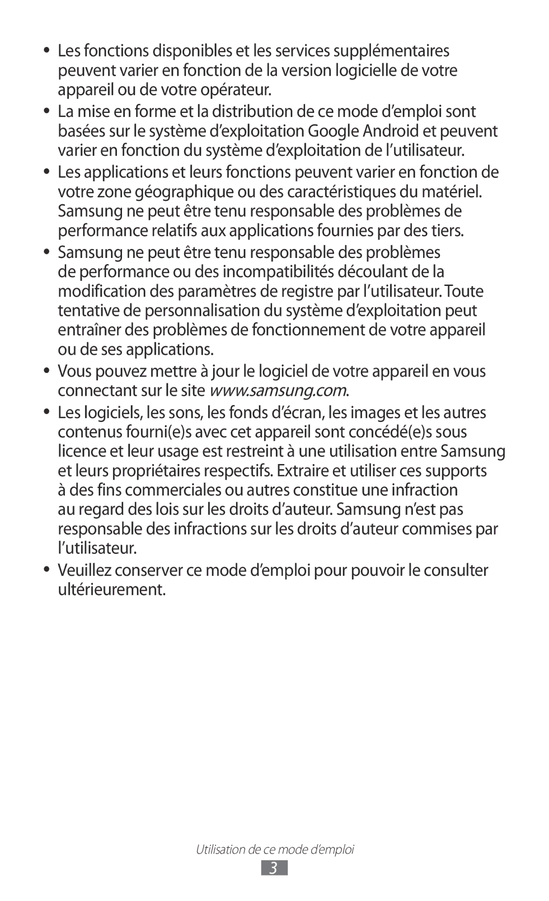 Samsung GT-N8000ZWAGBL, GT-N8000ZWAMTL, GT-N8000EAABGL, GT-N8000ZWABGL manual Utilisation de ce mode d’emploi 