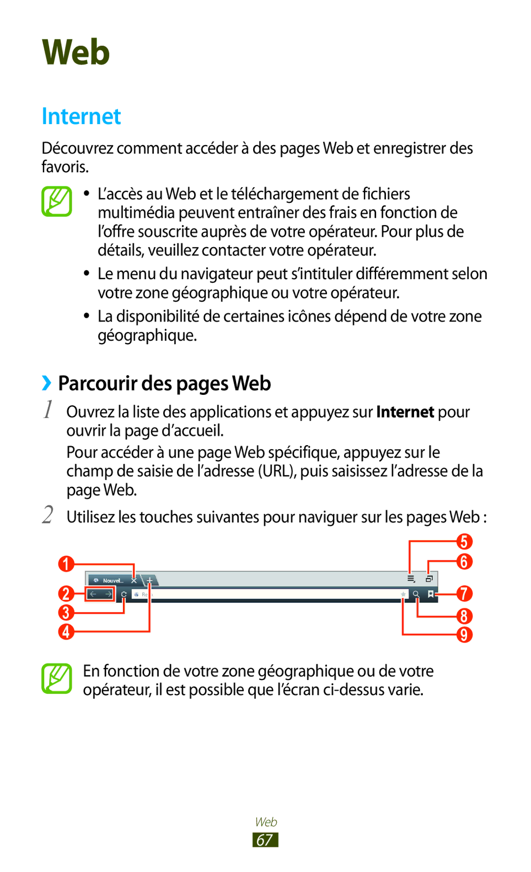 Samsung GT-N8000ZWAGBL, GT-N8000ZWAMTL, GT-N8000EAABGL, GT-N8000ZWABGL manual Internet, ››Parcourir des pages Web 