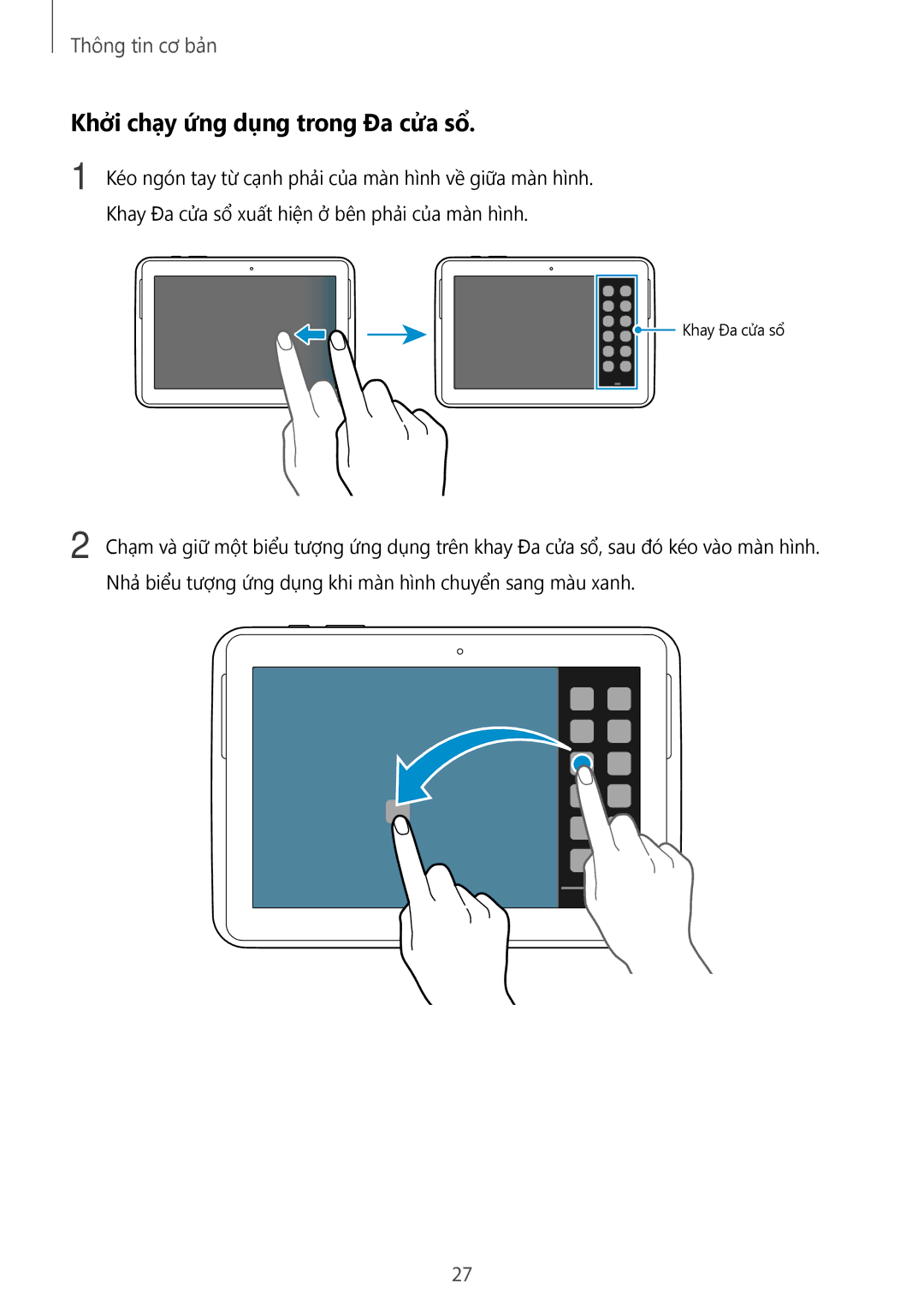 Samsung GT-N8000ZWAXXV, GT-N8000GRAXXV, GT-N8000EAAXXV manual Khởi chạy ứng dụng trong Đa cửa sổ 