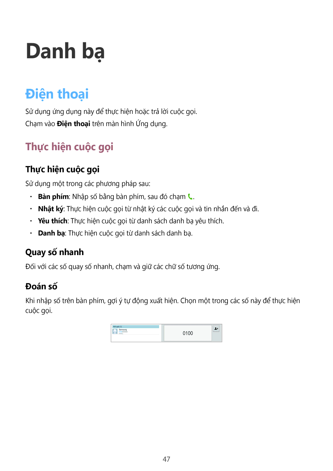 Samsung GT-N8000EAAXXV, GT-N8000ZWAXXV, GT-N8000GRAXXV manual Danh bạ, Điện thoại, Thực hiện cuộc gọi 