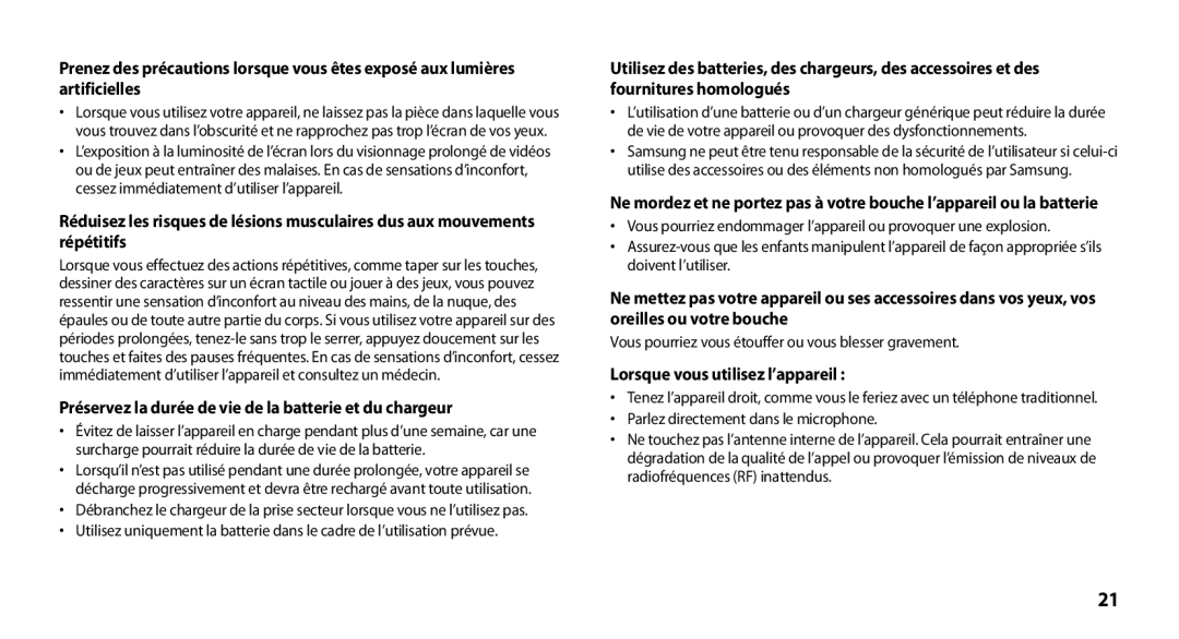 Samsung GT-N8000EAEXEF, GT-N8000ZWEXEF, GT-N8000EAAXEF manual Préservez la durée de vie de la batterie et du chargeur 