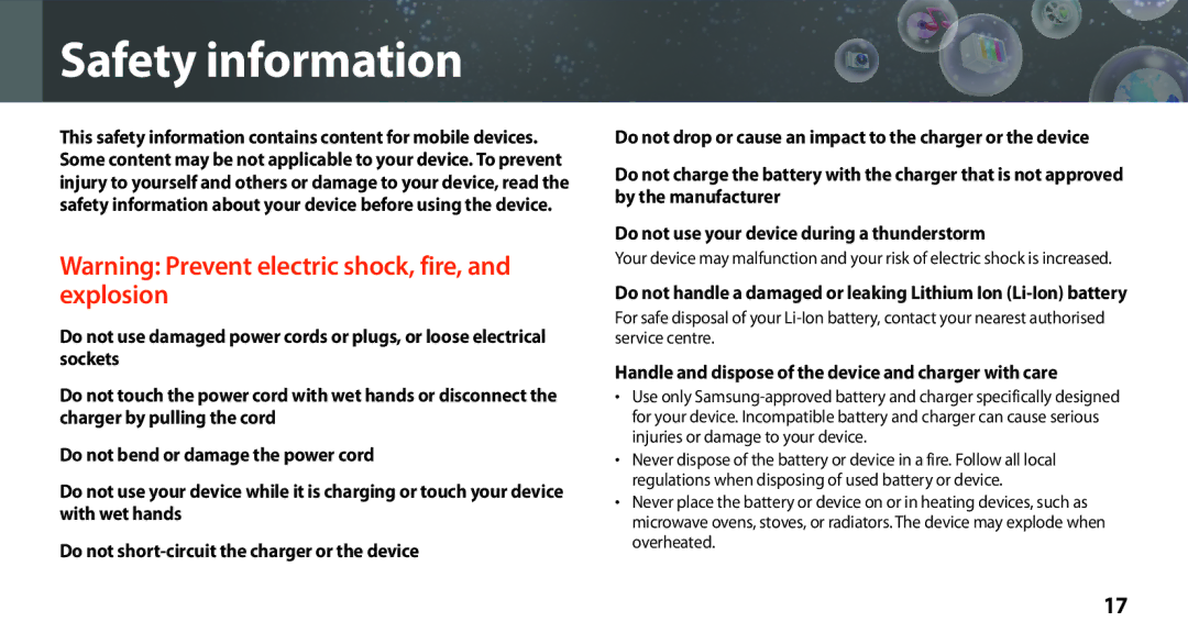 Samsung GT-N8000EAEXEF, GT-N8000ZWEXEF, GT-N8000EAAXEF manual Handle and dispose of the device and charger with care 