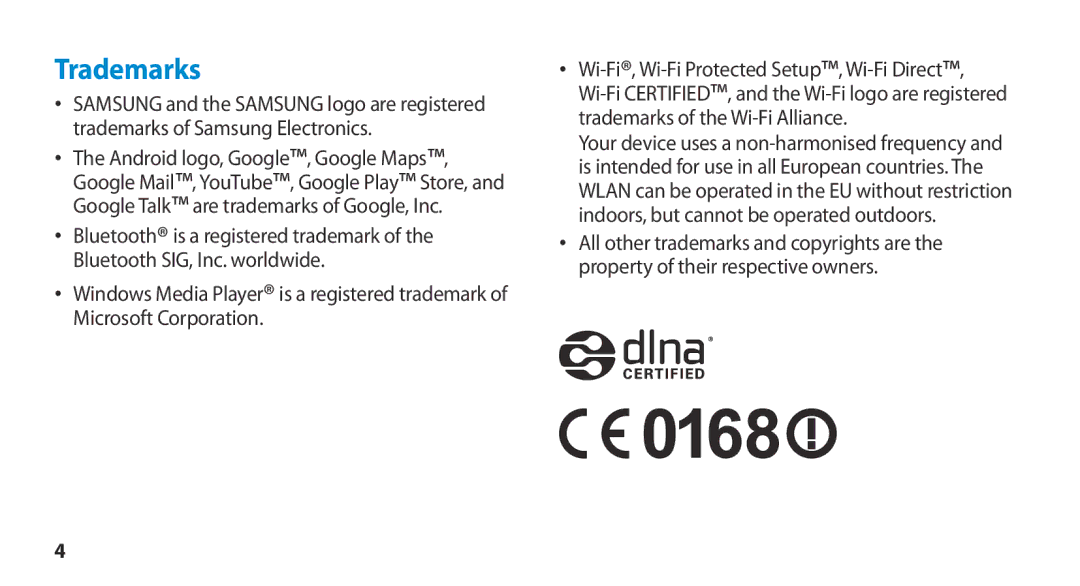 Samsung GT-N8000ZWEXEF, GT-N8000EAEXEF, GT-N8000EAAXEF, GT-N8000ZWAXEF manual Trademarks 