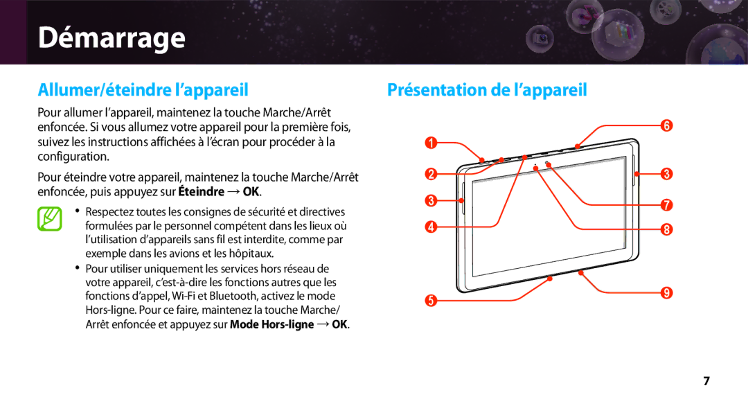 Samsung GT-N8000ZWAXEF, GT-N8000ZWEXEF, GT-N8000EAEXEF manual Allumer/éteindre l’appareil, Présentation de l’appareil 