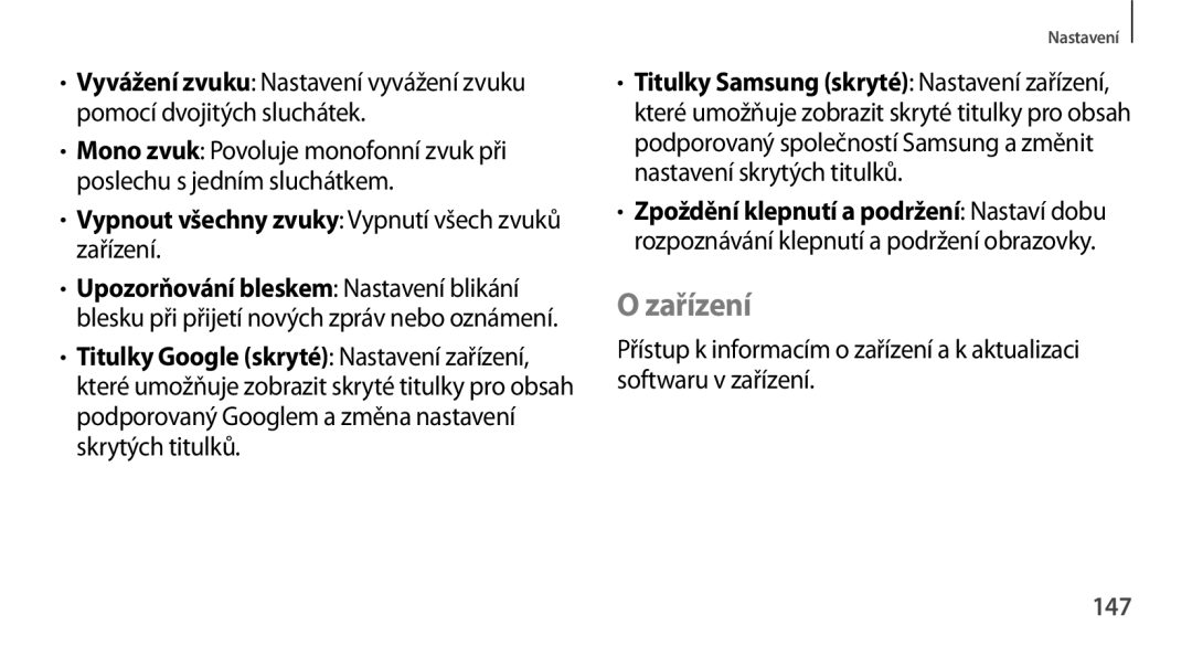 Samsung GT-N8010EAAXSK, GT-N8010EAAATO, GT-N8010GRAXEZ Zařízení, Vypnout všechny zvuky Vypnutí všech zvuků zařízení, 147 