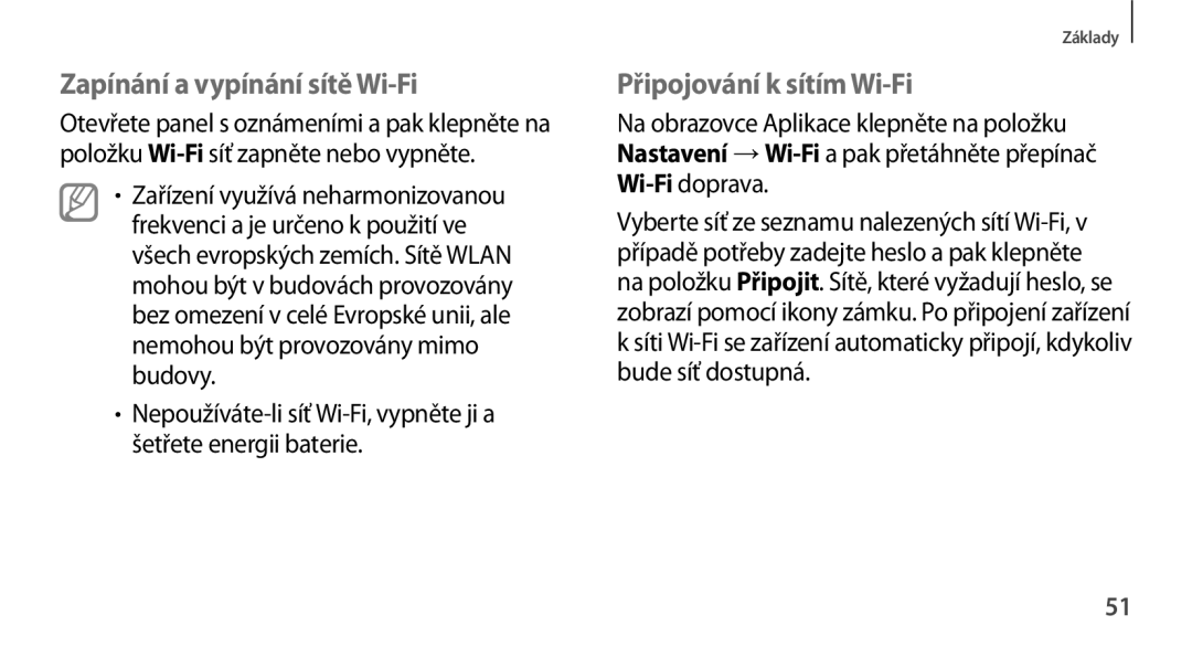 Samsung GT-N8010EAXXEZ, GT-N8010EAAATO, GT-N8010GRAXEZ manual Zapínání a vypínání sítě Wi-Fi, Připojování k sítím Wi-Fi 