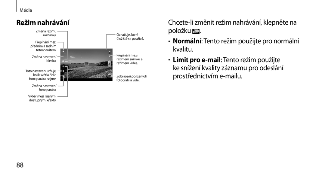 Samsung GT-N8010EAAATO, GT-N8010GRAXEZ, GT-N8010ZWXXEZ, GT-N8010GRAXSK, GT-N8010EAAXSK, GT-N8010ZWXXSK manual Režim nahrávání 