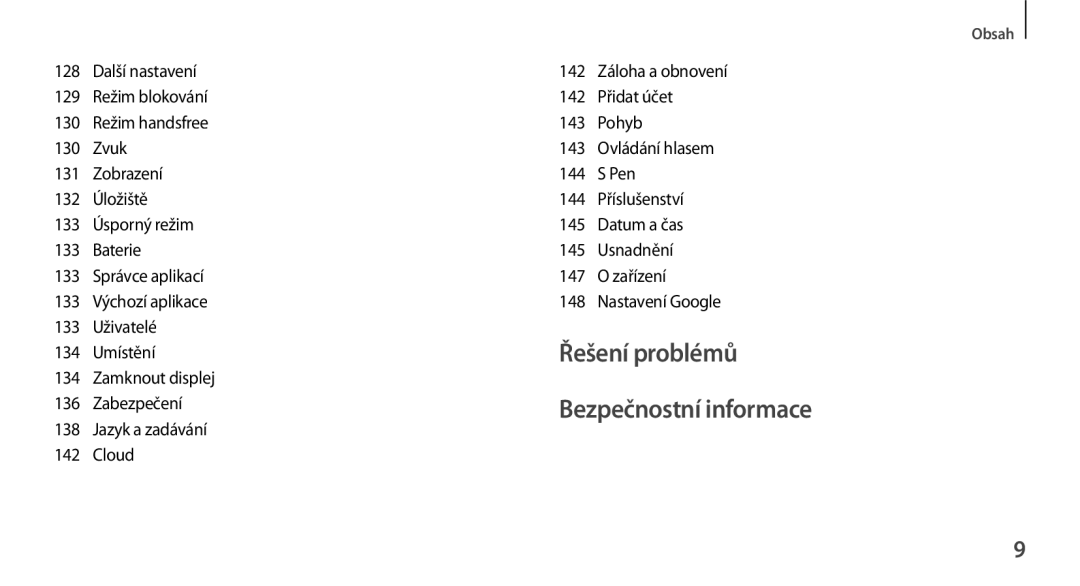 Samsung GT-N8010ZWAXSK, GT-N8010EAAATO, GT-N8010GRAXEZ, GT-N8010ZWXXEZ, GT-N8010GRAXSK, GT-N8010EAAXSK manual Řešení problémů 