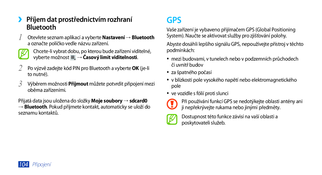 Samsung GT-N8010ZWXXSK manual ›› Příjem dat prostřednictvím rozhraní Bluetooth, Vyberte možnost → Časový limit viditelnosti 