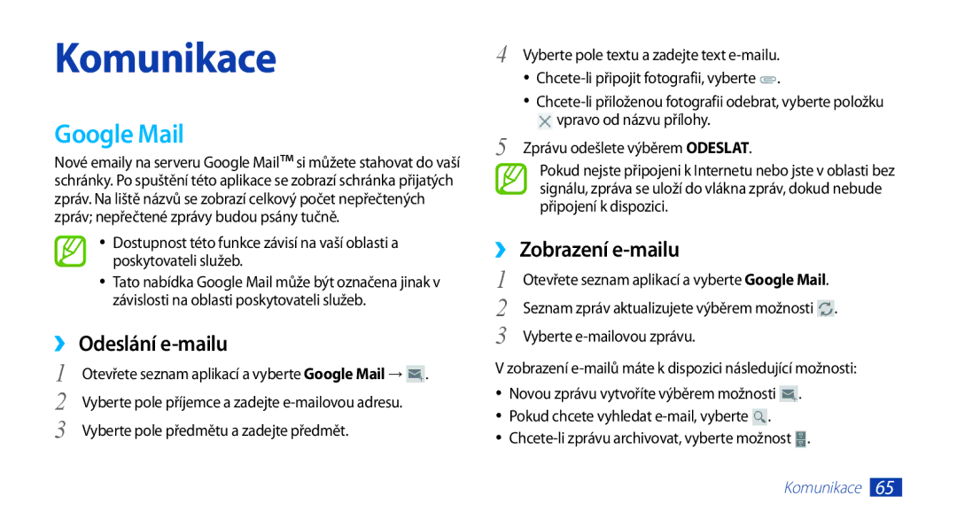 Samsung GT-N8010EAXXSK, GT-N8010EAAATO, GT-N8010GRAXEZ manual Google Mail, ›› Odeslání e-mailu, ›› Zobrazení e-mailu 