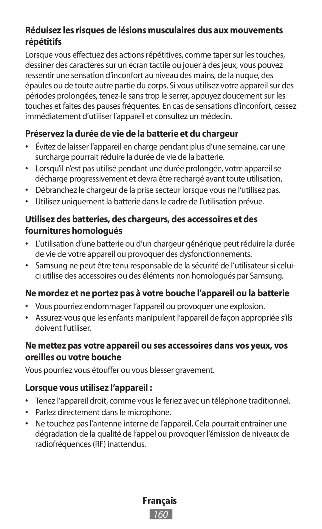 Samsung GT-N8000ZWAITV 160, Préservez la durée de vie de la batterie et du chargeur, Lorsque vous utilisez l’appareil 