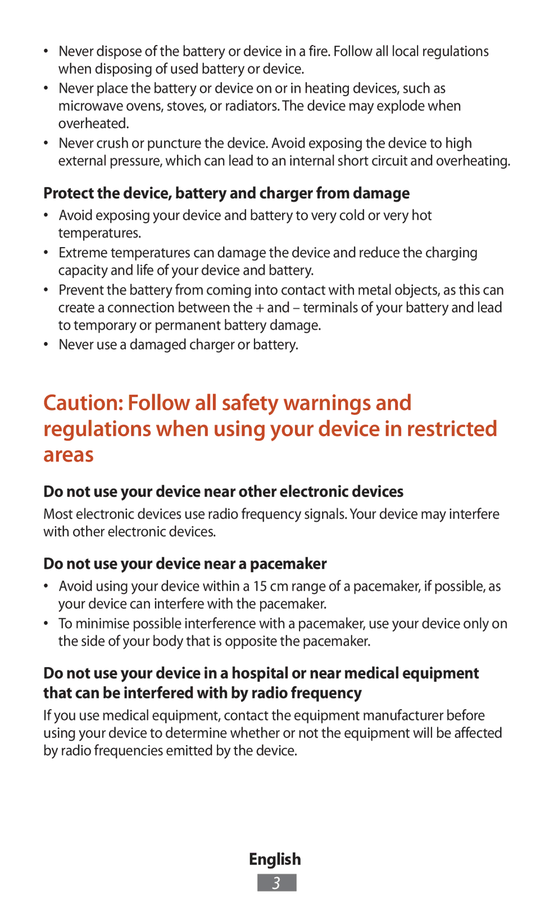 Samsung GT-N8000EAADBT manual Protect the device, battery and charger from damage, Do not use your device near a pacemaker 