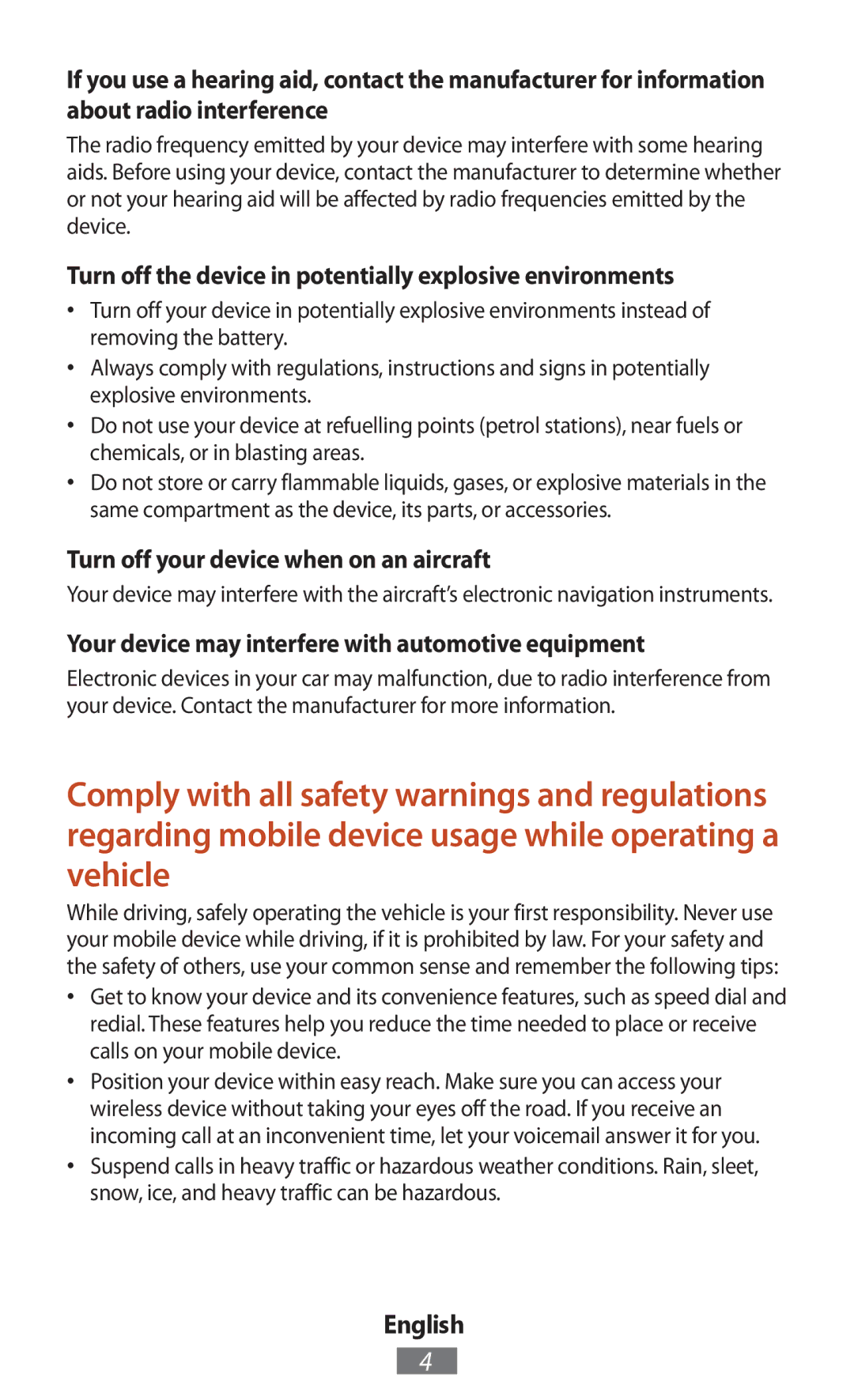 Samsung GT-P7500UWEDBT Turn off the device in potentially explosive environments, Turn off your device when on an aircraft 