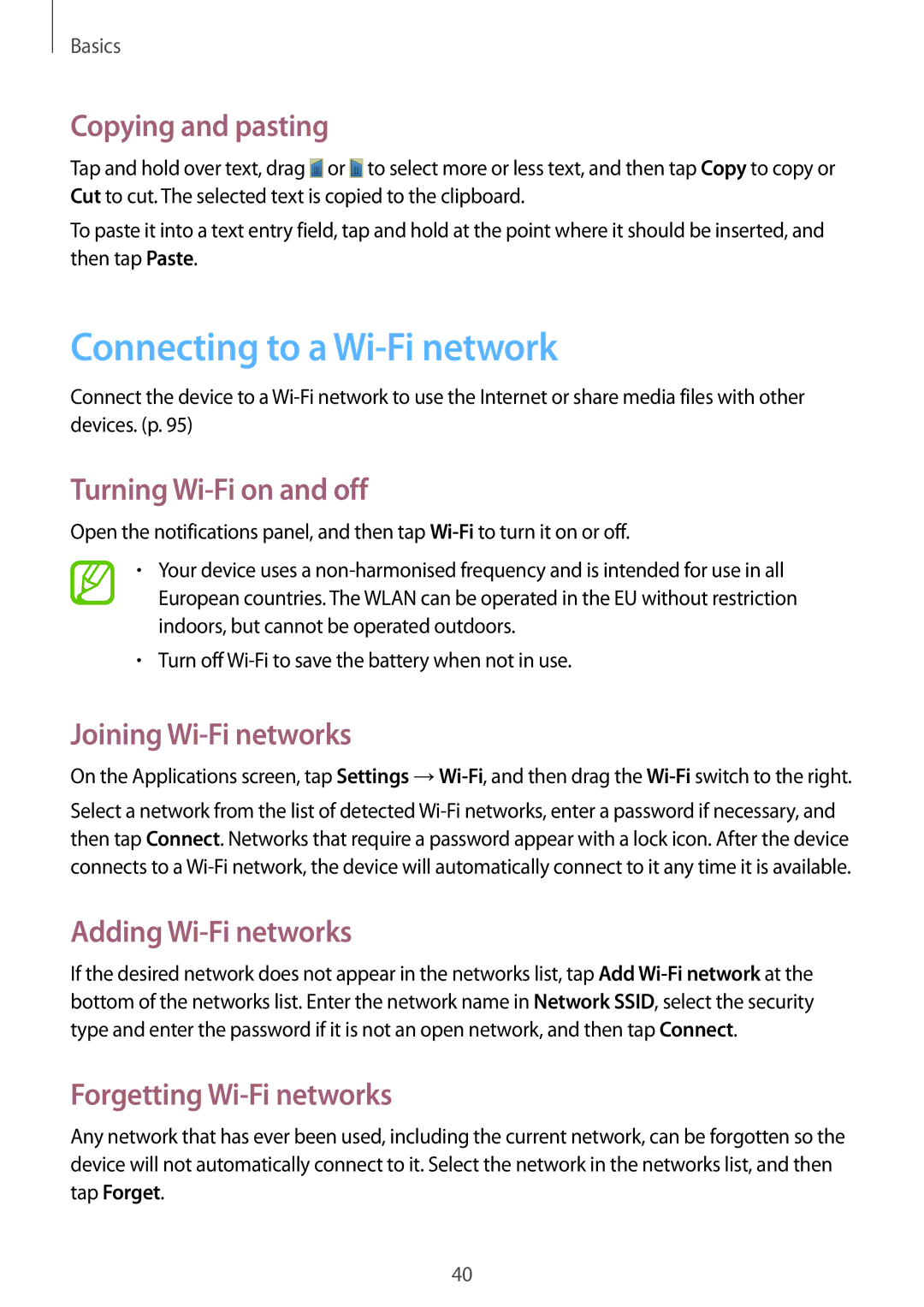 Samsung GT-N8010EAAXSK, GT-N8010EAADBT, GT-N8010ZWXDBT, GT-N8010ZWXTUR, GT-N8010ZWATPH manual Connecting to a Wi-Fi network 