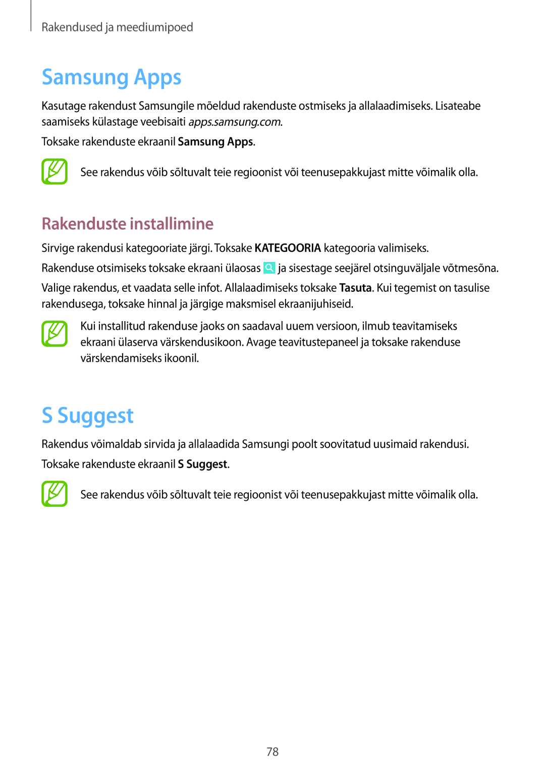 Samsung GT-N8010EAASEB, GT-N8010ZWASEB manual Samsung Apps, Suggest 