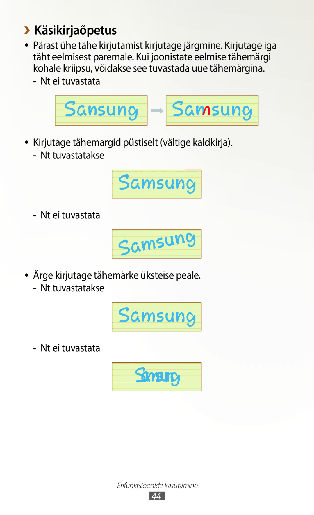 Samsung GT-N8010EAASEB, GT-N8010ZWASEB manual ››Käsikirjaõpetus 