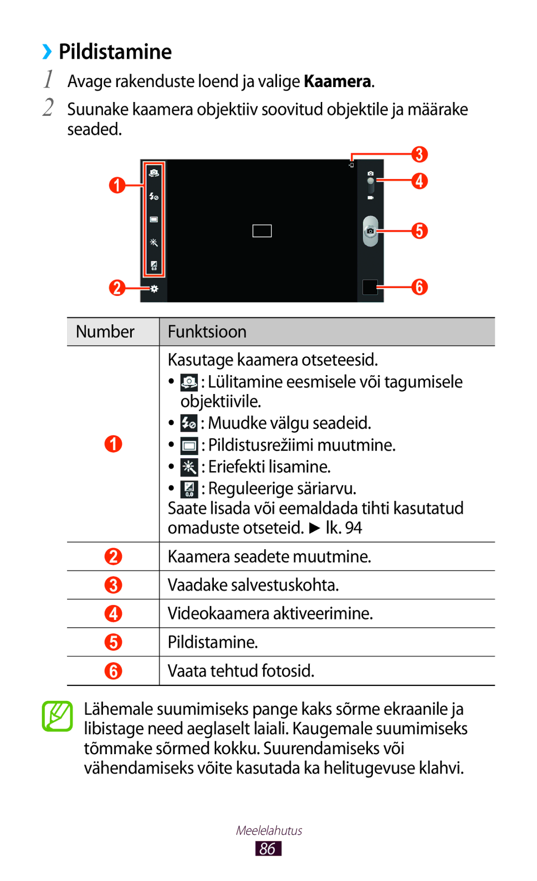 Samsung GT-N8010EAASEB, GT-N8010ZWASEB manual ››Pildistamine 