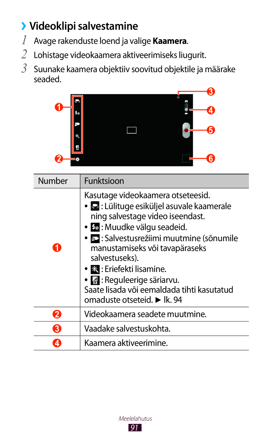 Samsung GT-N8010ZWASEB, GT-N8010EAASEB manual ››Videoklipi salvestamine, Ning salvestage video iseendast 