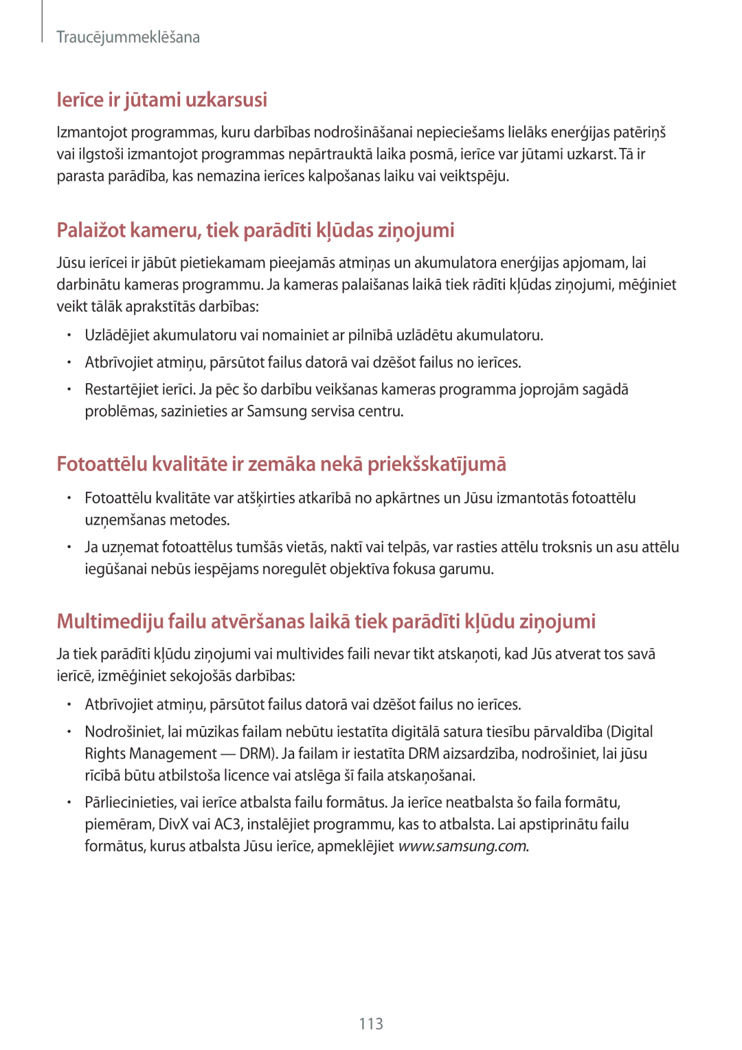 Samsung GT-N8010ZWASEB, GT-N8010EAASEB manual Ierīce ir jūtami uzkarsusi 