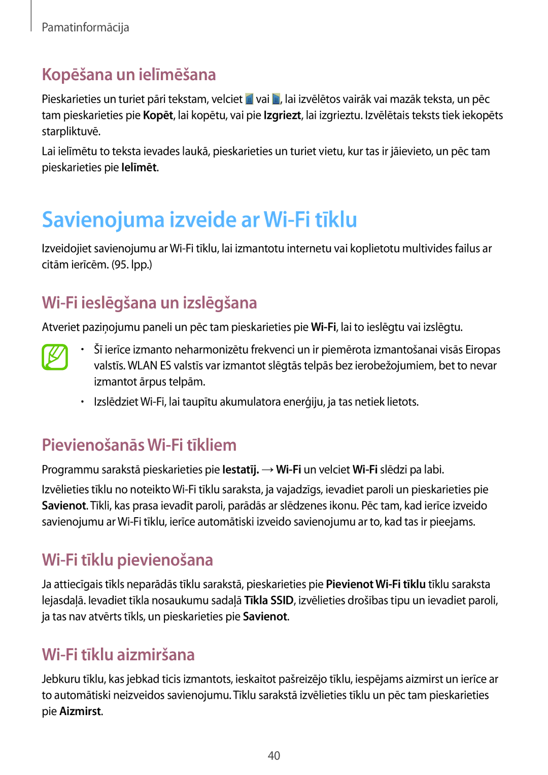 Samsung GT-N8010EAASEB, GT-N8010ZWASEB manual Savienojuma izveide ar Wi-Fi tīklu 