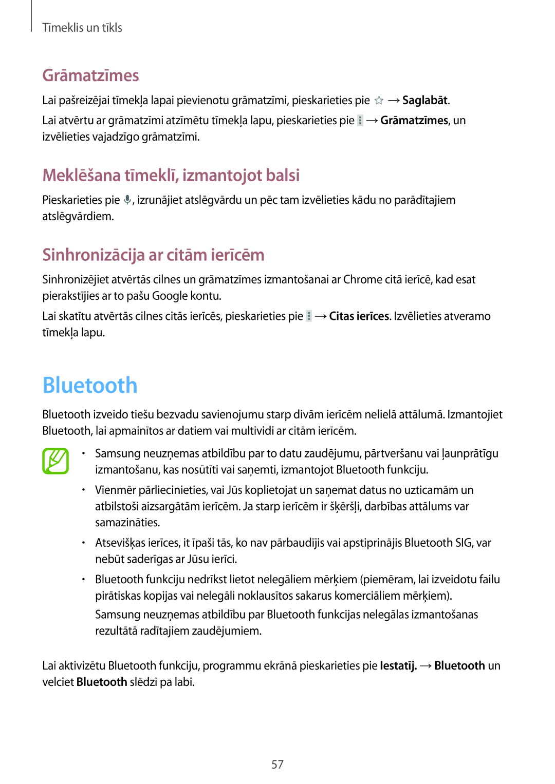 Samsung GT-N8010ZWASEB, GT-N8010EAASEB manual Bluetooth, Sinhronizācija ar citām ierīcēm 