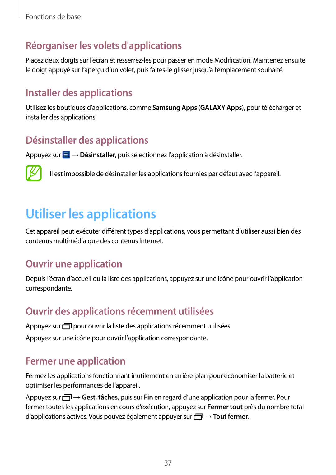 Samsung GT-N8010ZWXXEF, GT-N8010EAEXEF, GT-N8010ZWAXEF, GT-N8010EAXXEF, GT-N8010ZWEXEF manual Utiliser les applications 